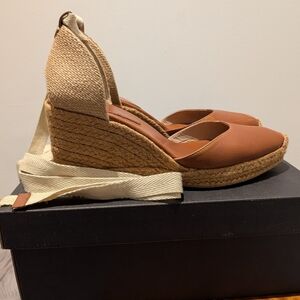 Massimo Dutti Tan Espadrille Wedges